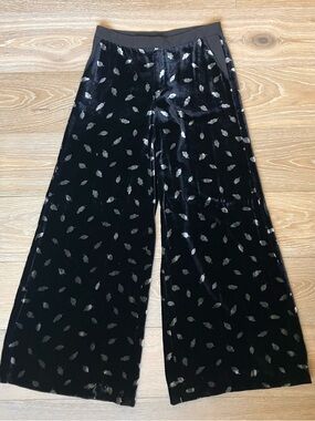 Elevenses ANTHROPOLOGIE Black Gold Flecked Velvet Wide Leg Pants Women’s 4